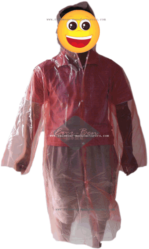 PE Red clear raincoat manufacturer